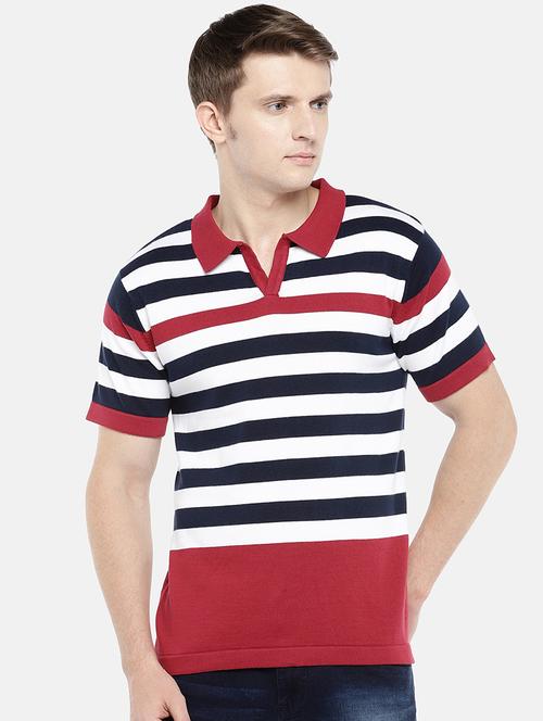 red striped collared t-shirt - 16835732 - Very Small Image - 1