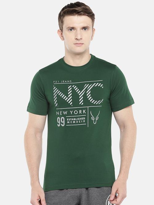 green typographic chest print t-shirt - 16835740 - Very Small Image - 1
