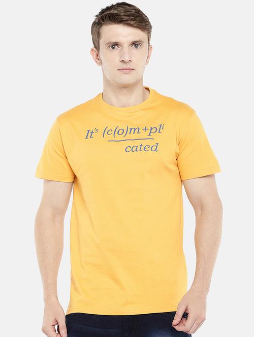 yellow typographic chest printed t-shirt - 16835758 - Very Small Image - 1