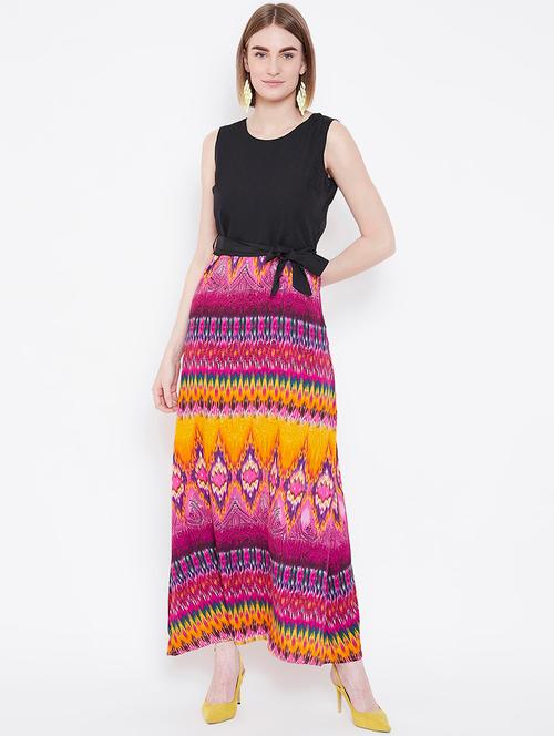 tie front color block maxi dress - 16837356 - Very Small Image - 1
