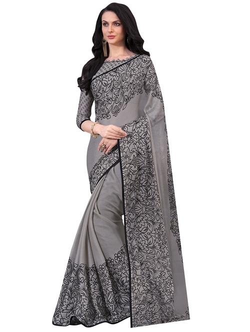 floral bordered saree with blouse - 16837863 - Very Small Image - 1