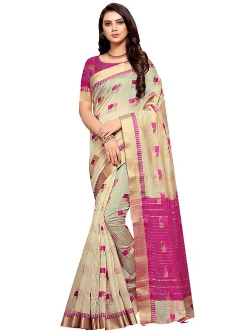 geometric bordered saree with blouse - 16837874 - Very Small Image - 1