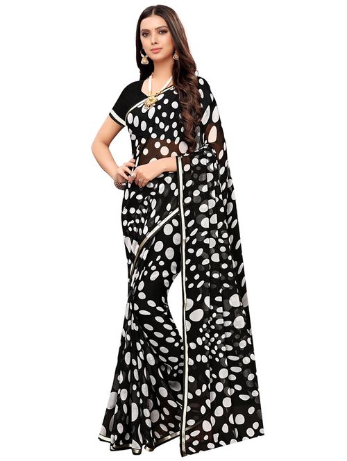 polka dots printed saree with blouse - 16837879 - Very Small Image - 1