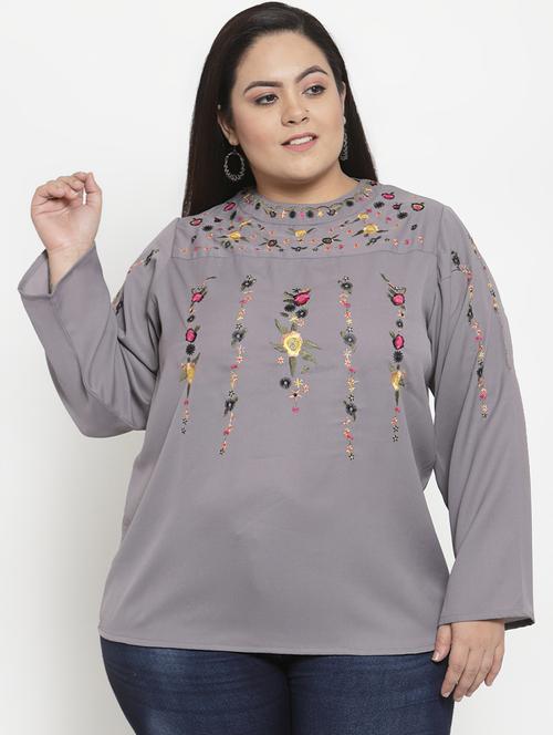 floral embroidered plus top - 16838233 - Very Small Image - 1