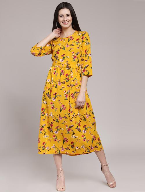 tie front floral a-line dress - 16838327 - Very Small Image - 1