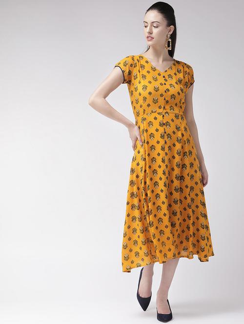 v-neck floral flared dress - 16838337 - Very Small Image - 1