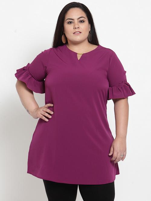 key hole neck frill detail plus tunic - 16838355 - Very Small Image - 1