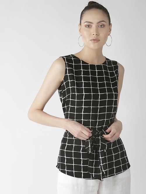 tie front checkered top - 16838372 - Very Small Image - 1