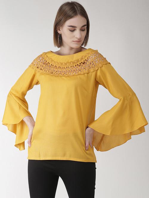 lace insert bell sleeved top - 16838376 - Very Small Image - 1