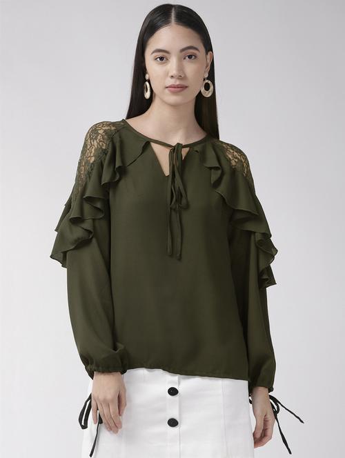 tie knot detail ruffle detail top - 16838402 - Very Small Image - 1