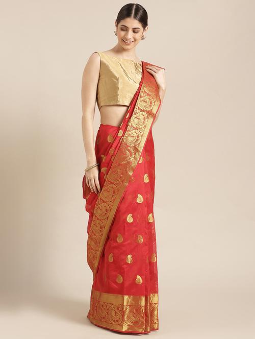 self design kanjivaram saree with blouse - 16840079 - Very Small Image - 1