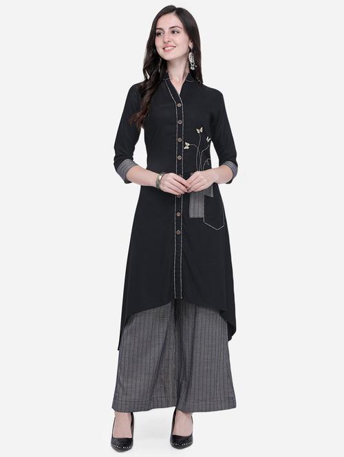 embroidered high-low kurta - 16842710 - Very Small Image - 1