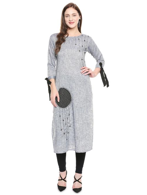 applique straight kurta - 16842713 - Very Small Image - 1