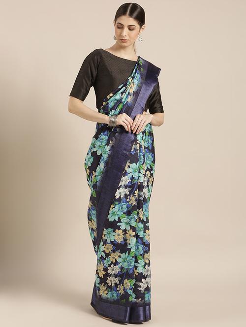 floral woven saree with blouse - 16843048 - Very Small Image - 1