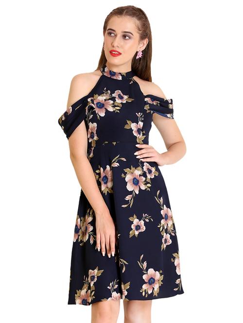 cold shoulder floral skater dress - 16843266 - Very Small Image - 1