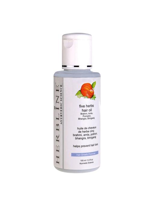 herbline five herbs hair oil (brahmi, amla, pumpkin, bhangra, bhringaraj) 100ml - 16843280 - Very Small Image - 1