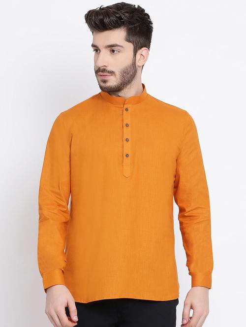 orange solid short kurta - 16843319 - Very Small Image - 1