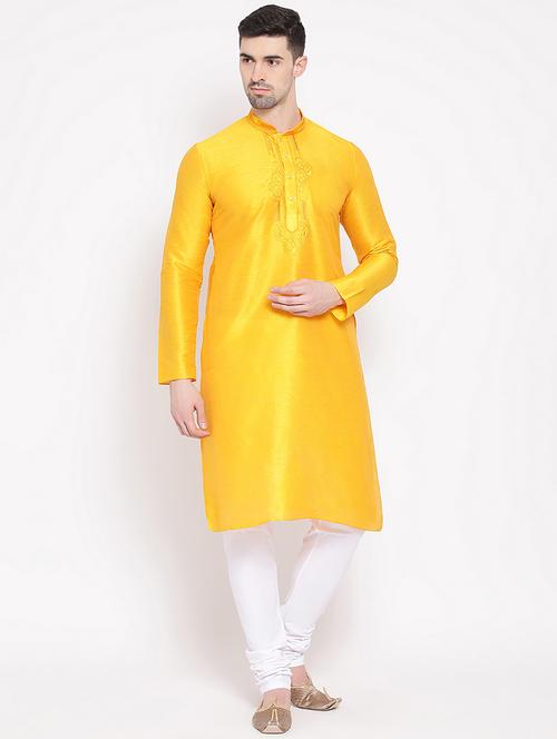yellow solid long kurta - 16843339 - Very Small Image - 1