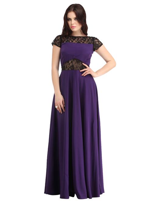 contrast mesh panel maxi dress - 16843385 - Very Small Image - 1