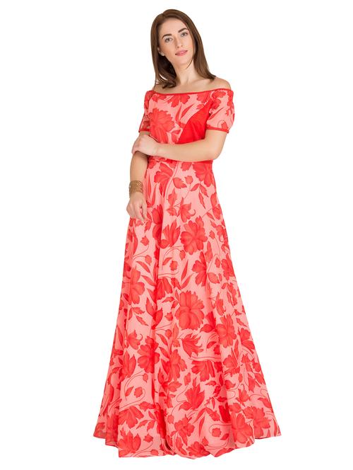 off shoulder floral maxi dress - 16843405 - Very Small Image - 1