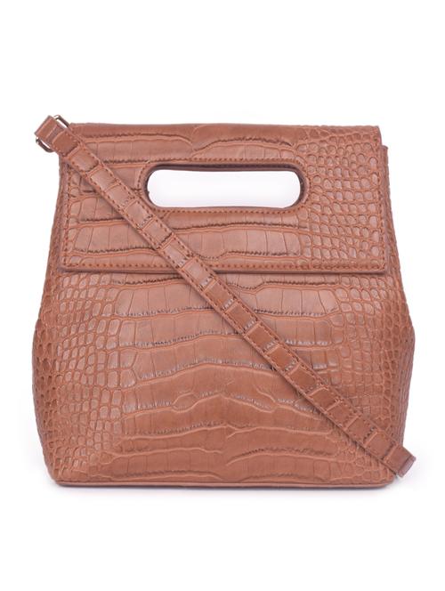 tan leatherette regular sling bag - 16843512 - Very Small Image - 1