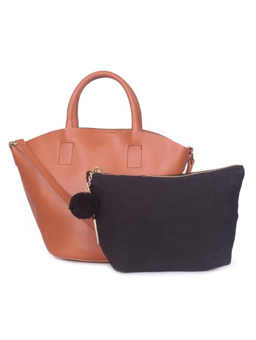 tan leatherette combo handbag - 16843524 - Very Small Image - 1