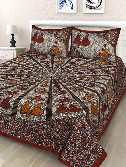 dancer printed double bedsheet with matching pillow cover - 16843584 - Very Small Image - 1