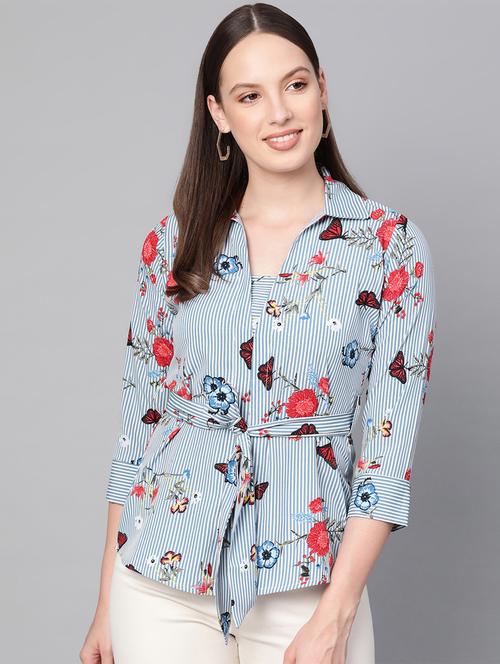 tie front striped top - 16844334 - Very Small Image - 1