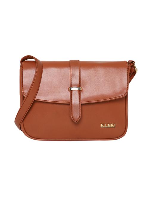 tan leatherette regular sling bag - 16845082 - Very Small Image - 1