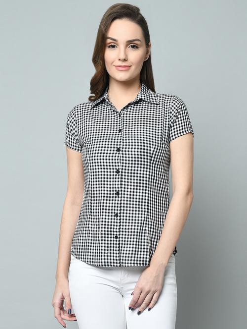curved hem checkered shirt - 16845449 - Very Small Image - 1