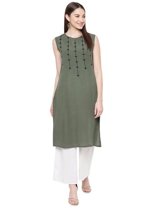 embroidered straight kurta - 16846109 - Very Small Image - 1