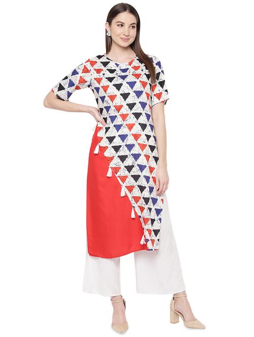 geometric print straight kurta - 16846129 - Very Small Image - 1