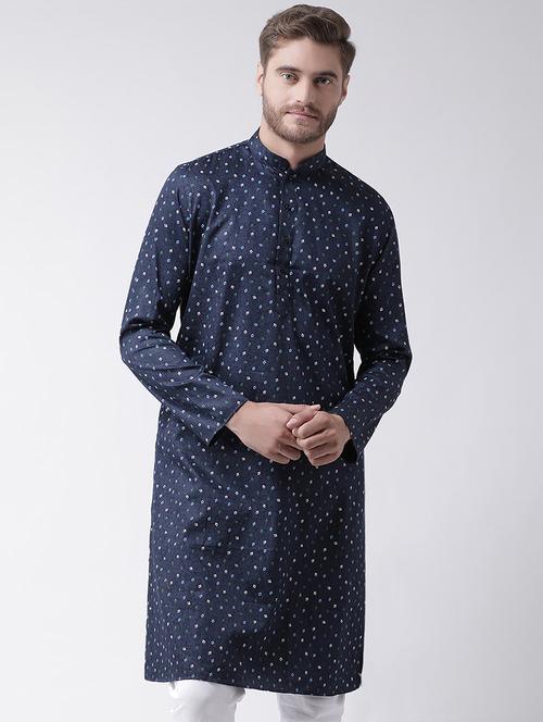 navy blue printed long kurta - 16846531 - Very Small Image - 1
