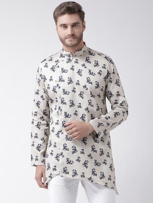 white floral printed asymmetric kurta - 16846544 - Very Small Image - 1