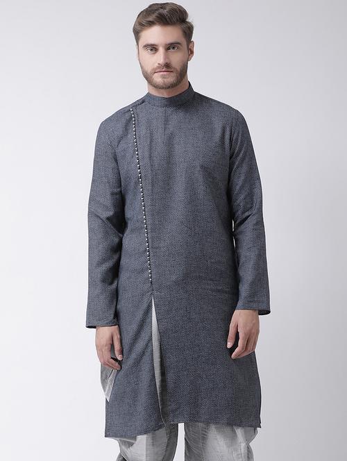 navy blue woven long kurta - 16846549 - Very Small Image - 1