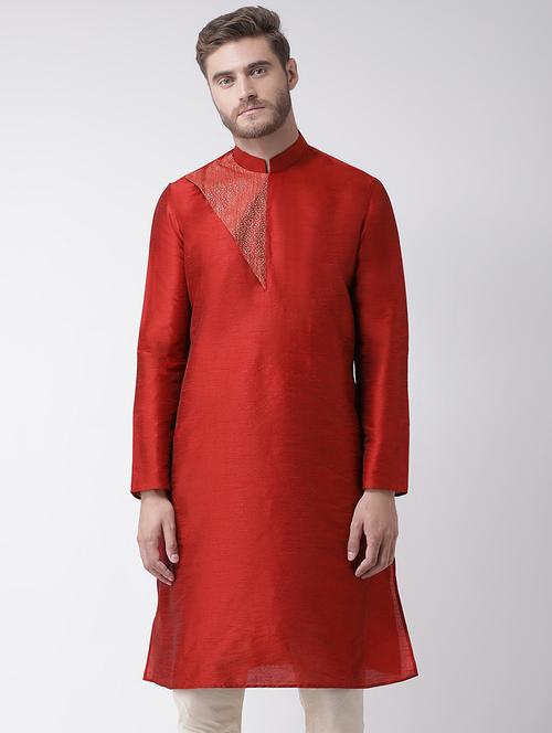 red brocade long kurta - 16846561 - Very Small Image - 1