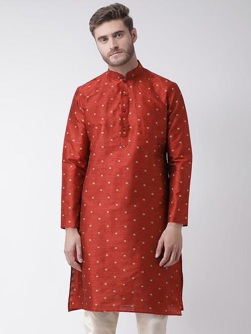 red brocade long kurta - 16846569 - Very Small Image - 1
