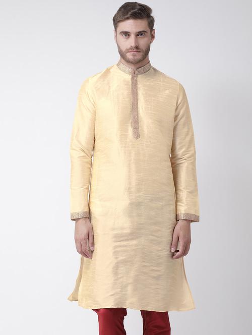 yellow solid long kurta - 16846573 - Very Small Image - 1
