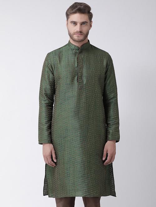 green jacquard long kurta - 16846576 - Very Small Image - 1