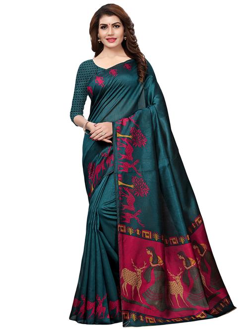 conversational bordered saree with blouse - 16847193 - Very Small Image - 1