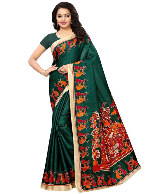 conversational bordered saree with blouse - 16847199 - Very Small Image - 1