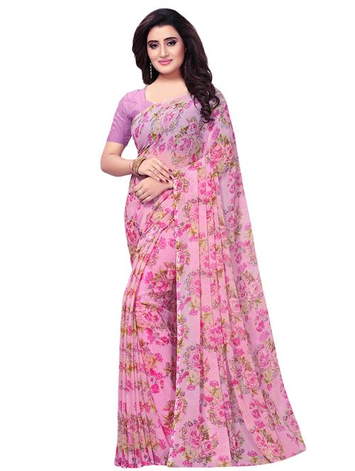 floral printed saree with blouse - 16847205 - Very Small Image - 1