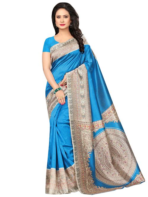 solid bordered saree with blouse - 16847215 - Very Small Image - 1