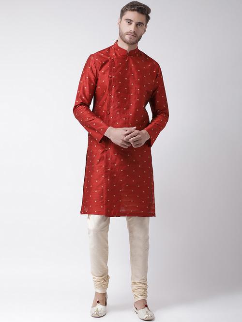 red brocade kurta pyjama set - 16847935 - Very Small Image - 1