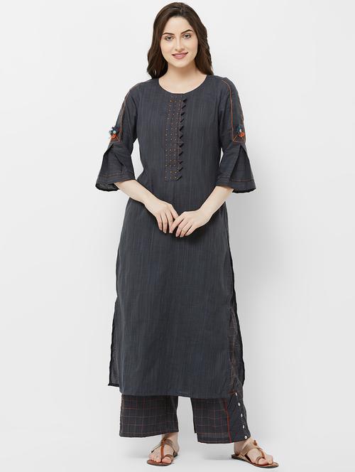 solid straight kurta - 16847958 - Very Small Image - 1
