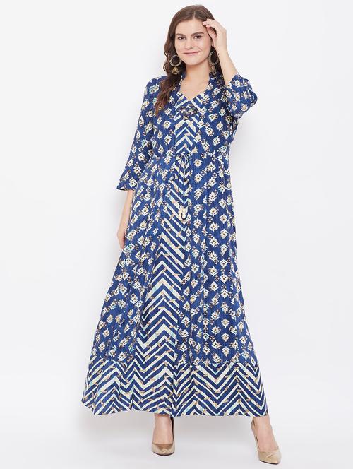 indigo layered ethnic dress - 16848177 - Very Small Image - 1