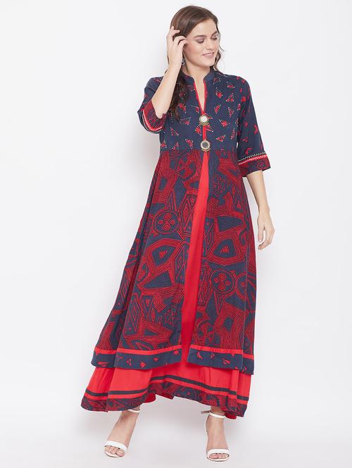 geometrical printed ethnic dress - 16848191 - Very Small Image - 1