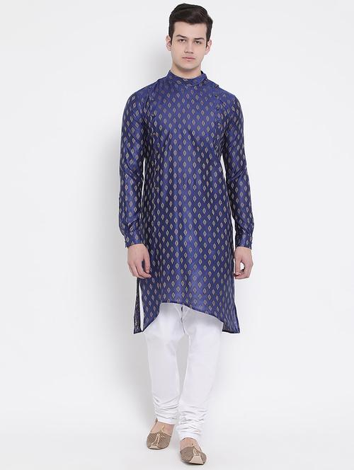 blue brocade asymmetric kurta - 16848365 - Very Small Image - 1