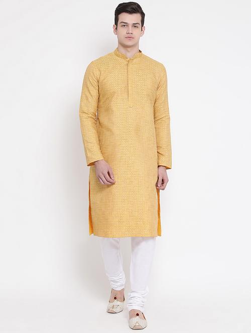 yellow embroidered kurta pyjama set - 16848378 - Very Small Image - 1