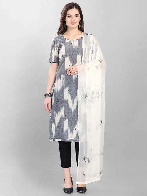 ikat straight unstitched suit - 16848629 - Very Small Image - 1